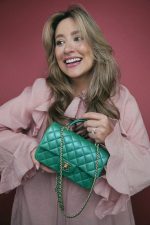 Green Lambskin Quilted Mini Top Handle Aged Gold Hardware - Image 2