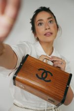 Chanel Brown Wooden Vanity Case Silver Hardware - Image 2