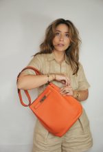 So Kelly 22 Orange Togo Palladium Plated T Stamp - Image 6