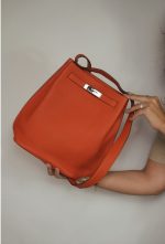 So Kelly 22 Orange Togo Palladium Plated T Stamp - Image 10