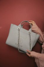 Grey Caviar Studded Deauville Tote Light Gold Hardware - Image 9