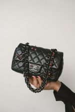 Black Lambskin Quilted Lady Bug Mini Rectangular Flap Silver Hardware - Image 10