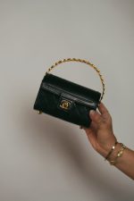 Black Lambskin Quilted Mini Vanity Chest With Handle Gold Hardware - Image 6