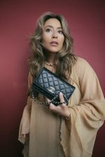 Black Caviar Quilted Crystal CC Wallet on Chain WOC LGHW - Image 6