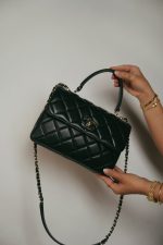 21S Black Lambskin Quilted Small Trendy CC Light Gold Hardware - Image 10