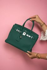 Birkin 30 Malachite Togo Palladium Plated D Stamp - Image 10