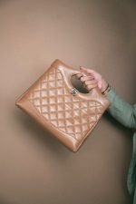 Caramel Calfskin Quilted 31 Small Shopping Bag Light Gold Hardware - Image 10