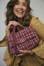 22A Red Multicolor Tweed Quilted 19 Flap Small Mixed Hardware - Image 2