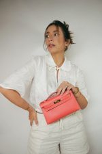 Kelly Pochette Rose Jaipur Epsom Gold Plated X Stamp - Image 6