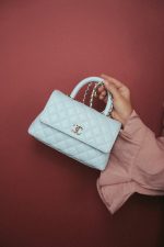 Light Blue Caviar Quilted Small Coco Handle Light Gold Hardware - Image 10