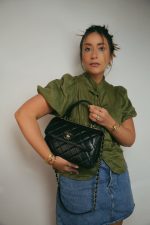 21S Black Lambskin Quilted Small Trendy CC Light Gold Hardware - Image 6