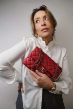 19B Red Caviar Quilted Small Classic Flap Light Gold Hardware - Image 2