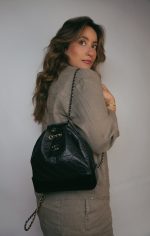 Black Aged Calfskin Quilted Gabrielle Backpack Small Mixed Hardware - Image 6