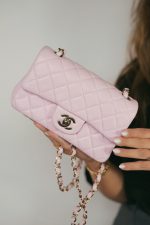 24S Lambskin Quilted Mini Rectangular Flap Light Gold Hardware - Image 10