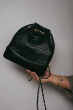 Black Aged Calfskin Quilted Gabrielle Backpack Small Mixed Hardware - Image 10