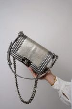 15K Silver Metallic Galuchat Stingray Boy Bag Small Silver Hardware - Image 10