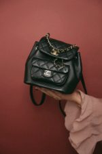 24P Black Lambskin Leather Duma Backpack Small Light Gold Hardware - Image 10