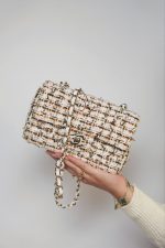 19C White/Orange/Gold Tweed Quilted Mini Rectangular Flap LGHW - Image 10