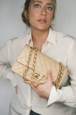 Beige Lambskin Quilted Classic Flap Medium GHW - Image 6