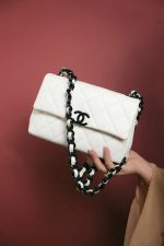 White Caviar Quilted My Everything Flap Black Hardware - Image 10