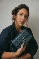 Pearly Navy Caviar Quilted Mini Rectangular Flap Silver Hardware - Image 2