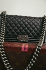 Black Caviar Quilted Boy Bag Old Medium Ruthenium Hardware - Image 2