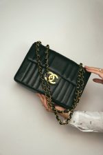 Black Mademoiselle Caviar Vertical Flap Jumbo Gold Hardware - Image 10
