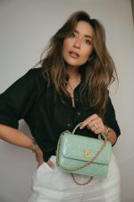 23P Light Green Lambskin Quilted Funkytown Flap Bag Antique Gold Hardware - Image 6