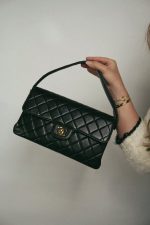 Black Lambskin Quilted Double Face Flap Gold Hardware - Image 10