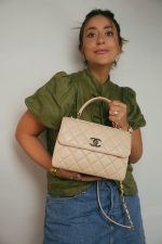 Beige Lambskin Quilted Small Trendy CC Light Gold Hardware - Image 6