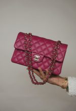 Dark Pink Caviar Quilted Classic Flap Small Light Gold Hardware - Image 10