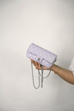 21K Lilac Caviar Quilted Classic Sunglasses Case with Chain SHW - Image 7