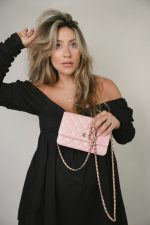 19S Iridescent Pink Caviar Quilted Wallet on Chain WOC - Image 2