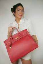 Birkin 40 Rouge Vif Ardennes Gold Plated [C] Stamp - Image 2