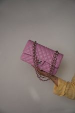 22S Pink Caviar Quilted Medium Classic Flap Light Gold Hardware - Image 10