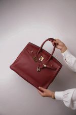Birkin 35 Rouge H Buffle Skipper Gold Plated [F] Stamp - Image 10