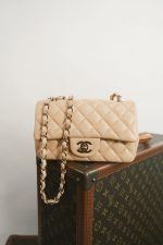 Beige Lambskin Quilted Mini Rectangular Single Flap - Image 10
