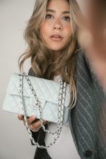 Light Blue Caviar Quilted Classic Flap Small Silver Hardware - Image 2