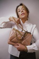 22B Pearly Beige Goatskin Quilted 19 Flap Small Mixed Hardware by - Image 2