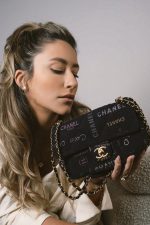 22P Small Black Denim Quilted Single Flap AGHW - Image 2