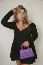 Purple Caviar Quilted Small Coco Handle LGHW - Image 6