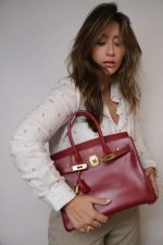 Birkin 30 Rouge Box Calfskin Gold Plated F Square Stamp - Image 2