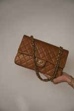 Caramel Lambskin Quilted Classic Flap Medium Gold Hardware - Image 10