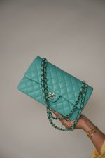 24C Tiffany Blue / Turquoise Caviar Quilted Classic Flap Medium Light Gold Hardware - Image 10