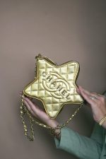 Gold Metallic Lambskin Quilted CC Walk of Fame Star Bag LGHW - Image 10