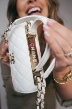 24C White Lambskin Quilted Lacquered Trendy CC Mini Light Gold Hardware - Image 2