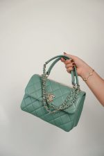 23C Green Lambskin Quilted Trendy CC Small Light Gold Hardware - Image 10