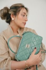 23C Green Lambskin Quilted Trendy CC Small Light Gold Hardware - Image 6