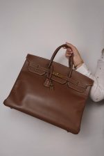 Birkin 40 Brown Evergrain Gold Plated [B] Stamp - Image 12