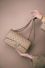 22B Dark Beige Lambskin Quilted Classic Flap Medium Light Gold Hardware - Image 10